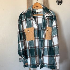 Simply Southern Green and Brown Plaid Shirt/Shacket